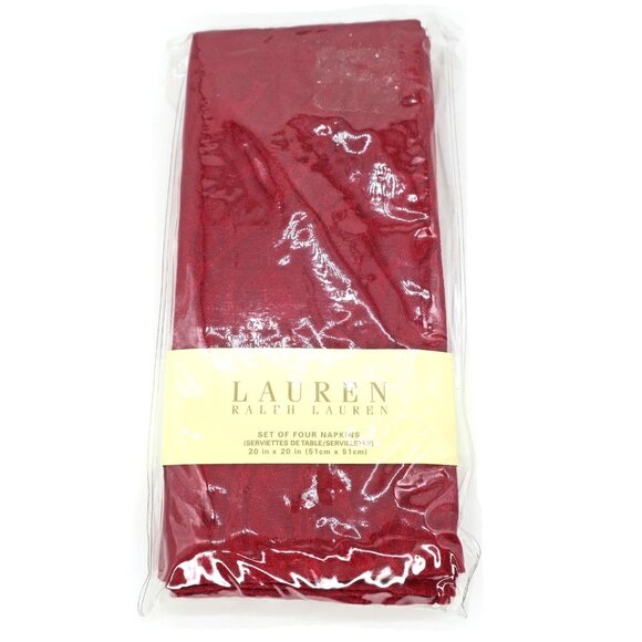Ralph Lauren Set of 4 Cloth Napkins Holiday Dressage Red Paisley 20"x20" New - Picture 1 of 3